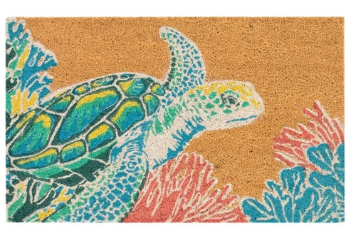 Liora Manne Frontporch Beach Trip Indoor/Outdoor Rug Sea Turtle Ocean 24"X36" - Picture 1 of 5