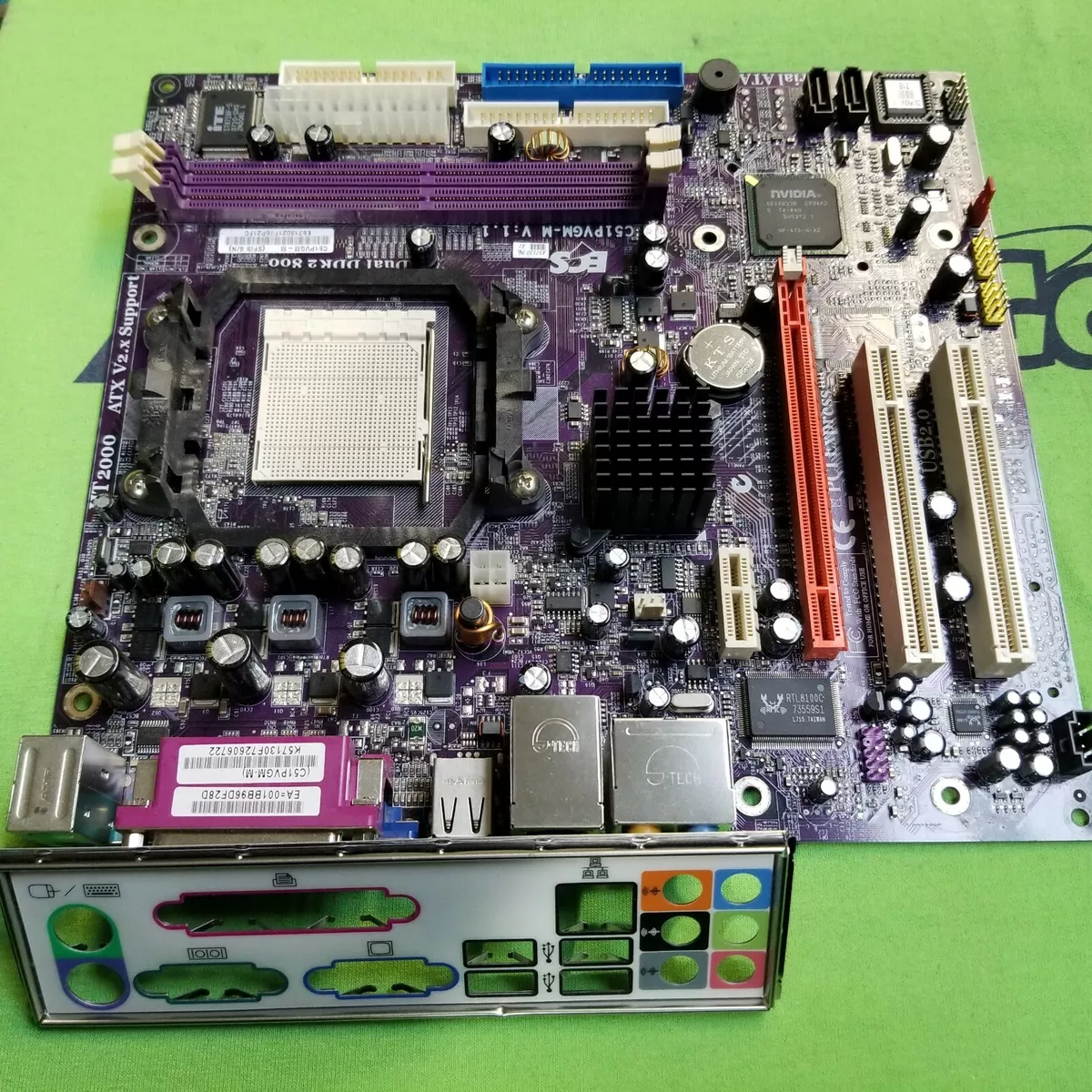 ECS HT2000 Desktop Micro-ATX Motherboard- C51PVGM-M W/ I/O Shield.