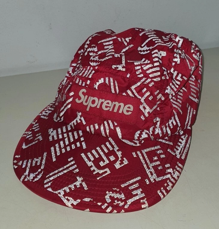 SS15 Supreme Reflective Soft Bill camp cap box logo red hat