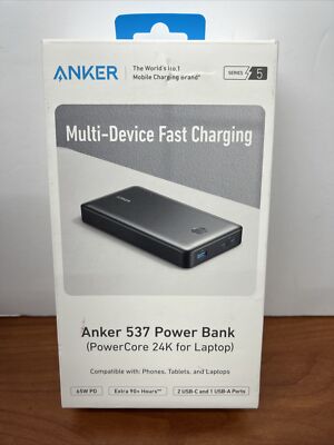 【新品未開封】Anker 537 (PowerCore 24000, 65W) Anker PowerCore 24K Portable Charger, 24,000mAh 65W Bank for
