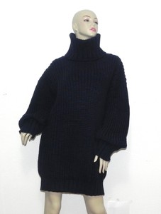 alto in Maglione per donna collo misto blu Alpaca scuro a lana 7fHfE