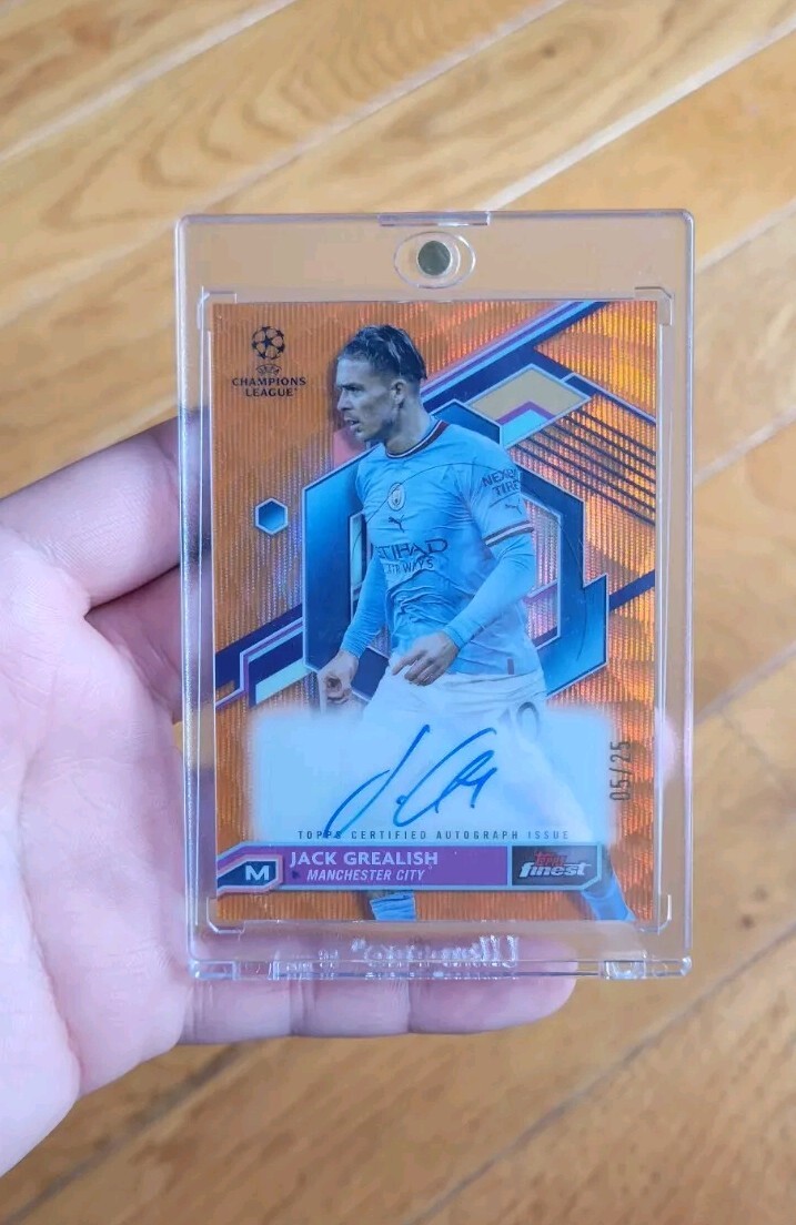 2022-23 TOPPS FINEST UCL JACK GREALISH ORANGE WAVE AUTOGRAPH /25 