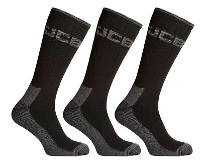 JCB Heavy Duty Socks Mens Cotton Rich Outdoor Work Boot Sock (3 PACK)