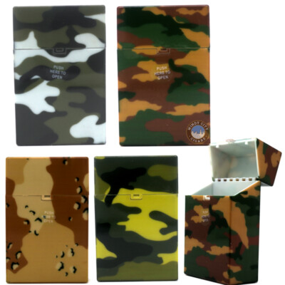 Strong Box Cigarette Case King Tobacco Holder Army Flip Open Multicolor 5  Packs