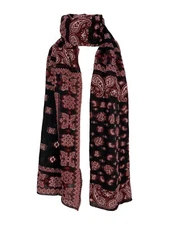 MATI black scarf cashmere pattern red art ONEGA MADE IN ITALY