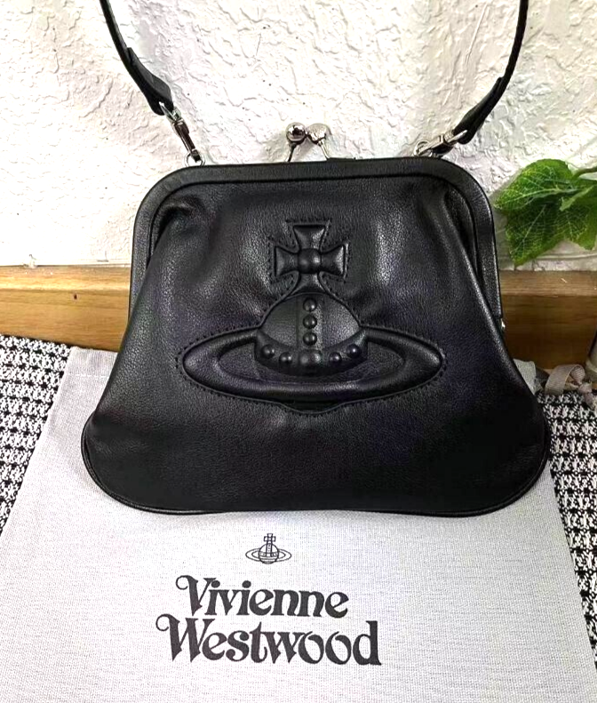 Vivienne Westwood Shoulder Bag Clasp Clutch Bag Black Big