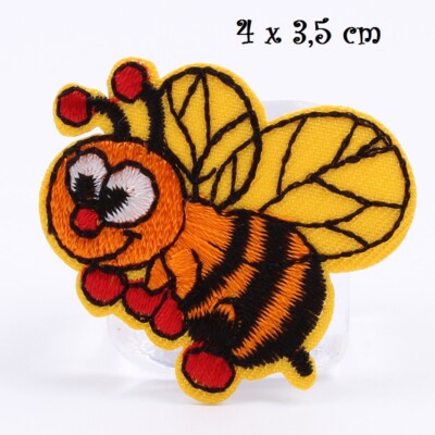 4 x 3,5 cm PETITE ABEILLE INSECTE Jaune ÉCUSSON APPLIQUE PATCH thermocollant