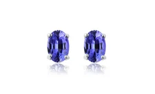 925 Sterling Silver 2.00ct Genuine Tanzanite Oval Stud Earrings Women