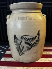 Antique Whites Utica N.Y. Salt Glazed Stoneware Crock Jug 2 Gal Cobalt NY LOOK!