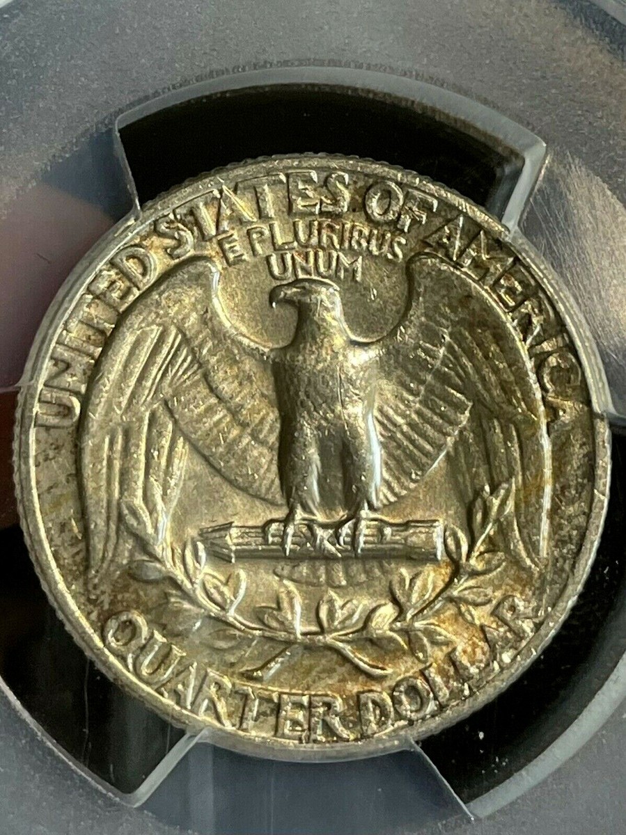 1964年　ワシントンQuarter レインボートーン 1964 PCGS AU58 Washington Quarter!!~Rainbow!~Stunning Toning!~ | eBay