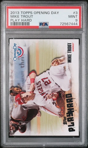 PSA 9 Mike Trout 2013 Topps Opening Day Play Hard #3 Angels
