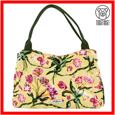 Cath Kidston Schultertasche Handtasche New Day Blumen ausgefallen grün Wachstuch CO73
