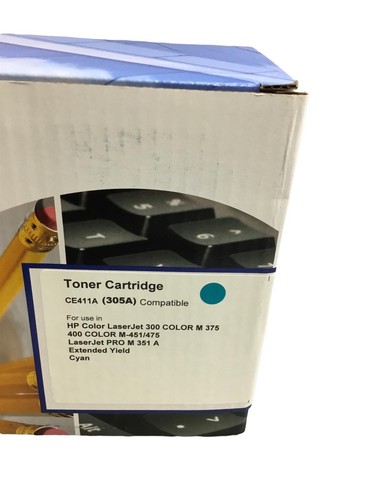 For HP CLJ 300 M375/400M-451/475/PRO Yield Cyan, Toner Cartridge CE411A, 305A - Picture 2 of 3