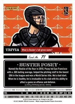 Buster Posey 2012 Panini Triple Play #71 San Francisco Giants - Image 2 of 2