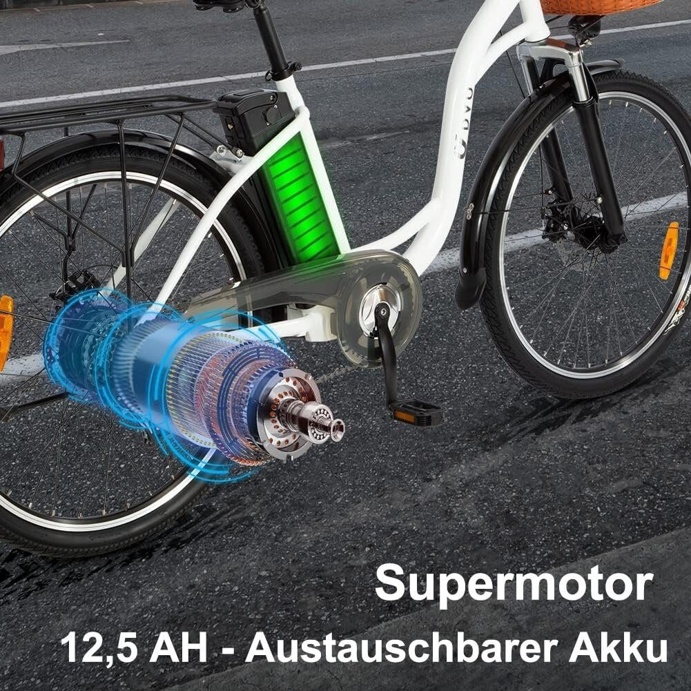 250W Motor Trekking E-Bike 26 Zoll 12,50 Ah Akku für Damen Herren Ebike Cityrad