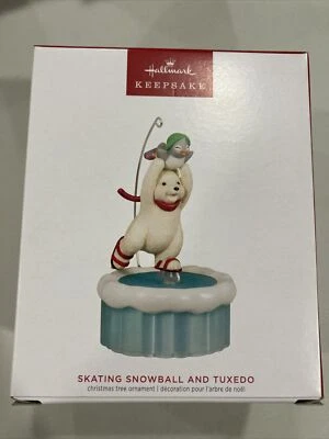 2023 Hallmark Skating Snowball And Tuxedo Magic Christmas Tree Ornament NEW