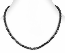20 Inch Top Qlty 3 mm 40 ct Black Diamond Beads Necklace Earth Mined Certified