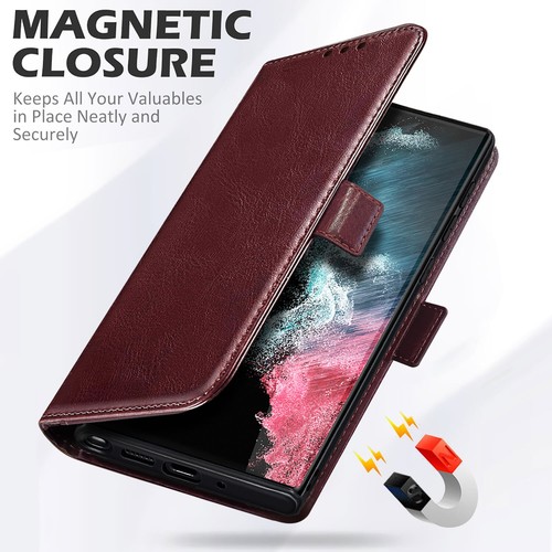 For Samsung Galaxy S22+/S22 Ultra PU Leather Wallet Case Cover Screen Protector - Picture 10 of 29