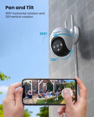 ieGeek Outdoor 360° PTZ Überwachungskamera Home 2K Wireless WiFi CCTV Systeme UK