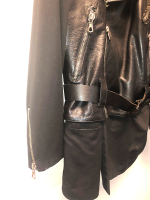 CALUGI E GIANNELLI Rare 90's Hybrid Jacket in Black Leather and