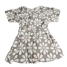 Lillybee Gray White Flower Short Sleeve Dress 5Y 5T
