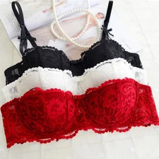 Flat-chested Women Bras Lace Sexy Lingerie Thin Pad Brassiere Underwire Bralette