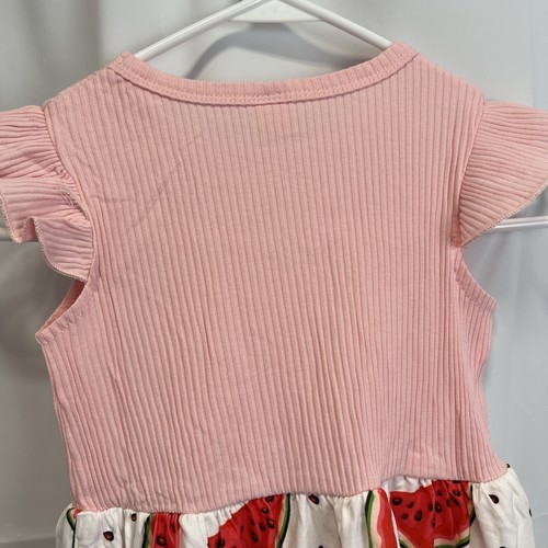 Girls 5T Size 120 Sleeveless Sundress Watermelons and Pink Bow - Picture 7 of 16