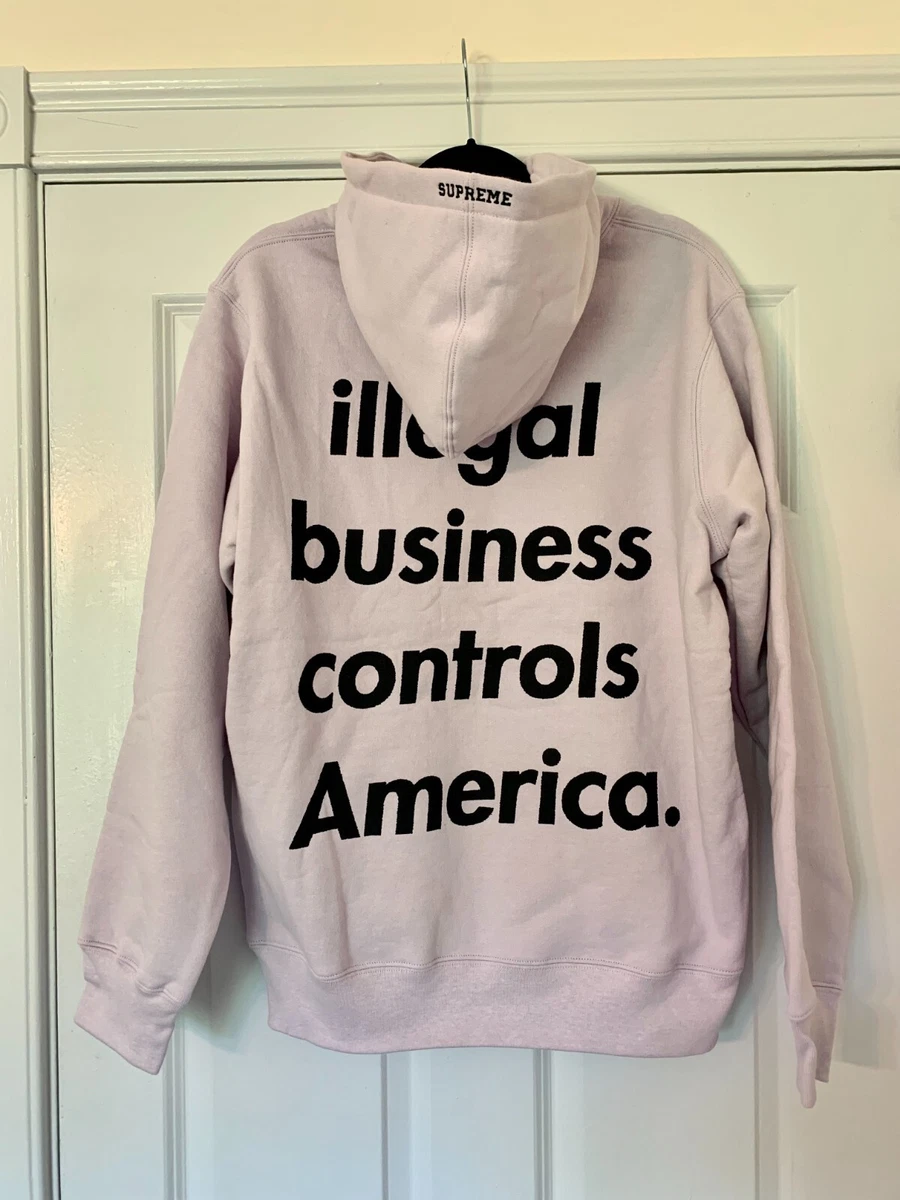 Supreme Illegal Business Controls America Hoodie Light Purple Large New