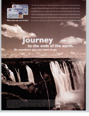 2000 Citibank AAdvantage Rewards Credit Card Vintage Print Ad Waterfall Photo 