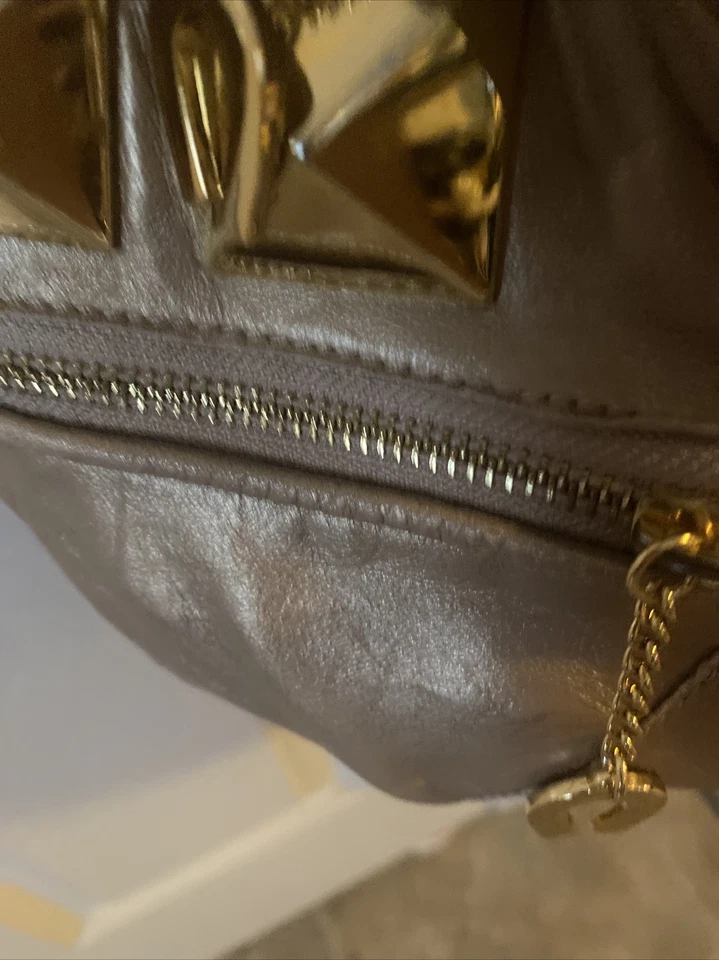 VINTAGE BETSEY JOHNSON Handbag Matte GoldGold Tone Hardware Hobo Shoulder Bag - Image 3 of 4