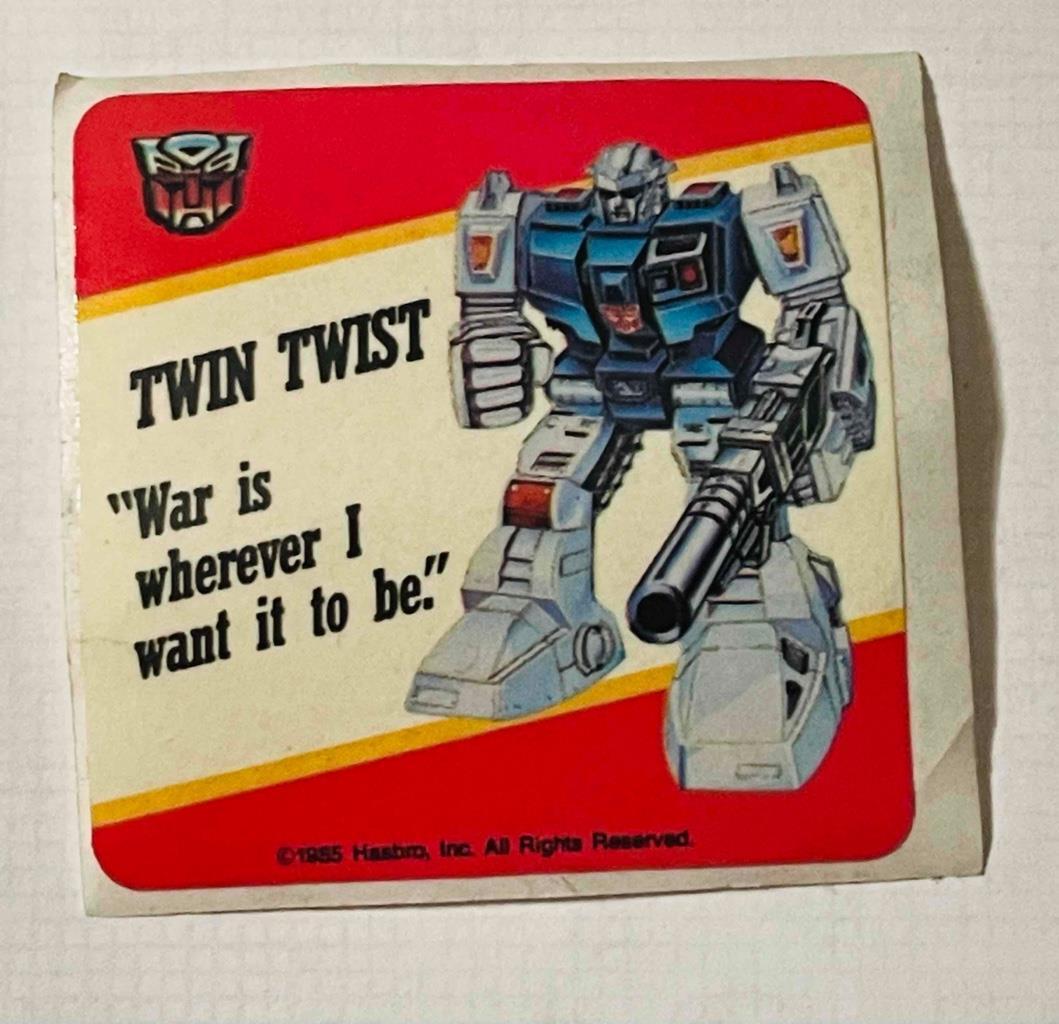 Transformers Original G1 1985 Twin Twist Sticker from Action Cards