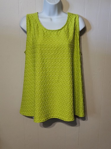 Kim Rogers Sleeveless Top Medium Green Round Neck Summer Casual A180