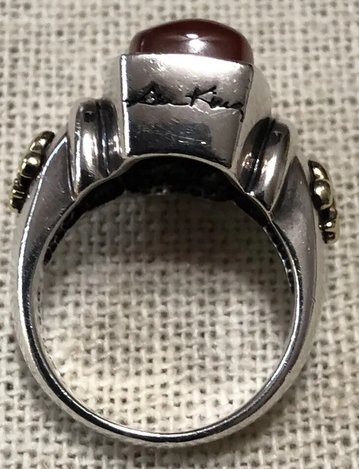 Anillo de cornalina Ann King plata de ley 925 oro 18k flor de lis talla 6,75 Foto 4 de 4
