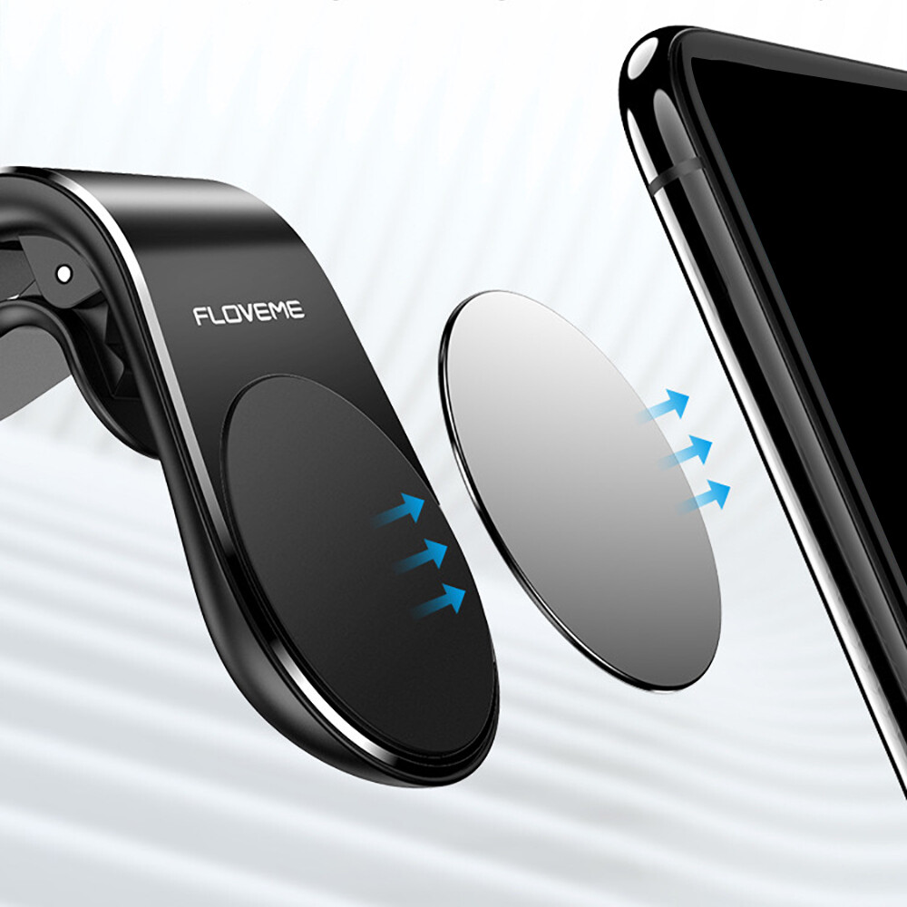 Supporto Magnetico Universale Per Cellulare Per Auto &ndash; Aggancio A Clip Alle Bocchette Dell'aria &ndash; Nero/argento
