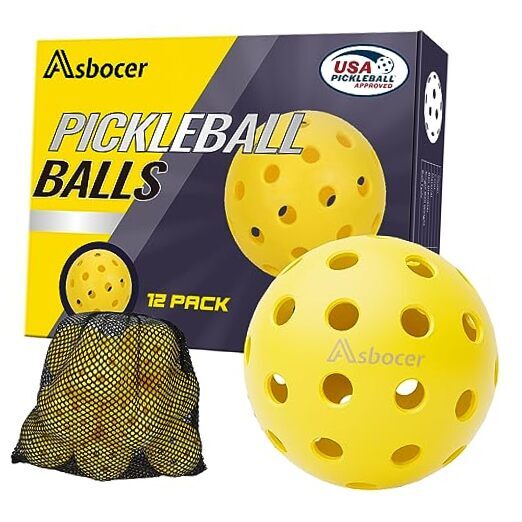 Pickleball Balls, USAPA Approved Pickleballs, 12-Pack 40 Holes A: 12 balls