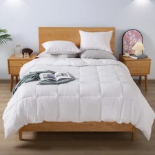 KASENTEX Winter Warmth Quilted Comforter Set Queen with 2 Pillow Shams, White