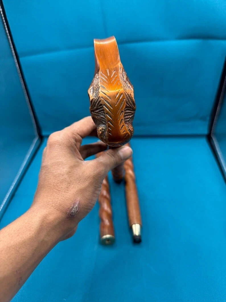 Antique Victorian Solid Rabbit Head Handle Wooden… - image 5