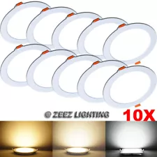 10X 12W 6-Inch Round Cool White LED Recessed Ceiling Panel Light Canless Fixture