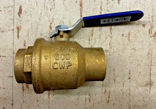 Nibco 1 1/4" S-FP600 Sweat Brass Ball Valve 600 CWP