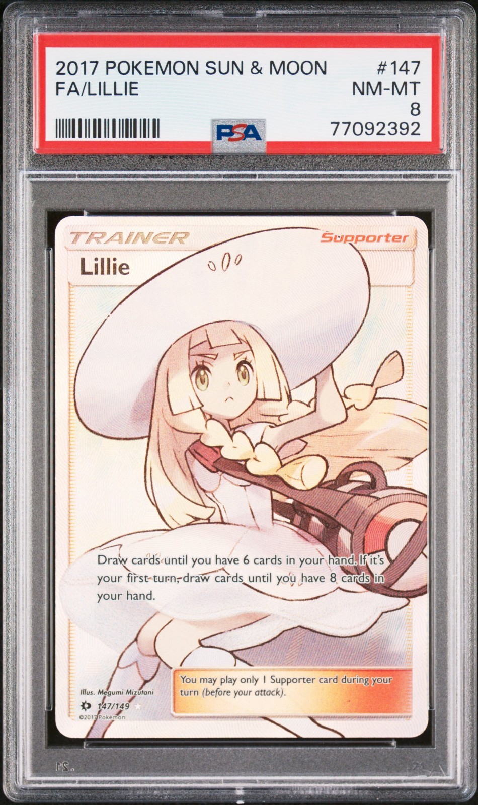 2017 POKEMON SUN & MOON #147 FULL ART/LILLIE PSA 8