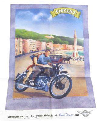 1949 Vincent Series B Rapide Vintage Motorcycle Fold-Out Poster 25.5'' x 33''