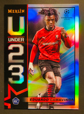 2020-21 Topps Merlin Chrome UCL U23 Eduardo Camavinga Refractor rookie card RC. rookie card picture