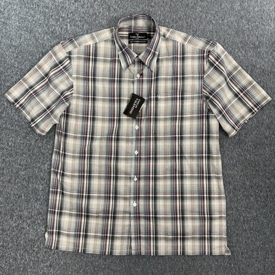 Emilio Valentino Shirt Mens L Plaid Short Sleeve Button Up NWT