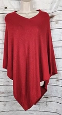 Cashmere Red Triangle Sweater Poncho OS Pullover Womens Nepal