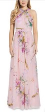 Adrianna Papell AP1E207803 - Full Length A-line Floral Halter Dress Size 10 NWT