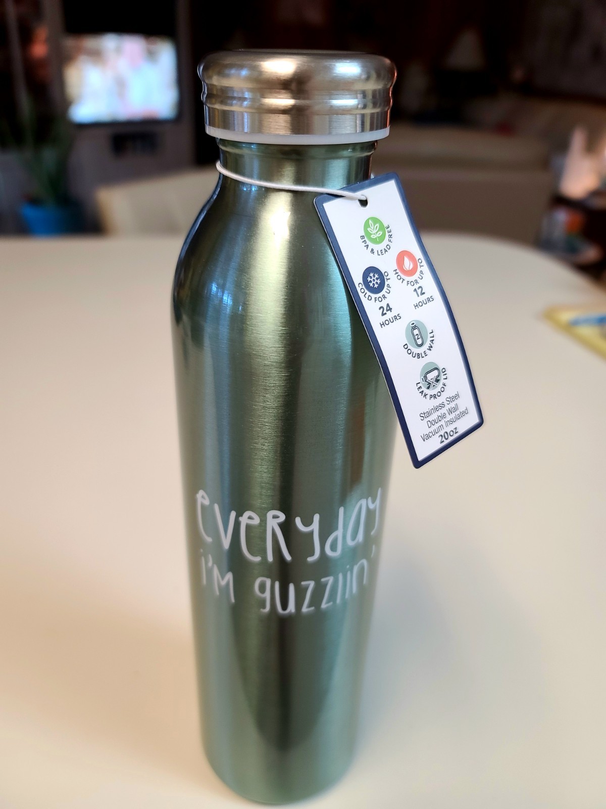 NEW 20oz Stainless Steel Insulated Retro Water Bottle-Aqua M