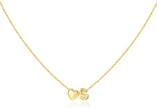 Christmas Gifts for Women Girls - 14K Gold Plated Heart Initial Necklaces for Wo