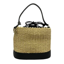 Auth LANVIN en Bleu - Beige Black Natural Fiber Chemical Fiber Synthetic Leather