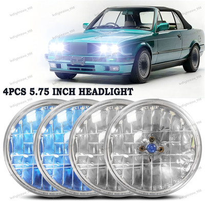 4PCS Chrome 5 3/4'' 5.75'' Halogen Headlights Hi-Low For PETERBILT Semi 349 359