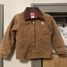 Vintage Carhartt Youth Jacket Sz. 10 Detroit Y20 BRN Quilted Red Lined Union USA